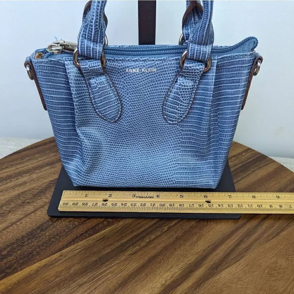 Anne Klein Women's Slate Lizard-Embossed Mini Convertible Satchel - Picture 9 of 14